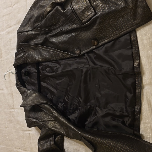 Alfani Black Textured Leather Jacket - Picture 12 of 14